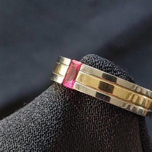 Ruby / Silver / Gold  - Men's Two Tone Stainless Steele Ring Sz. 11.5